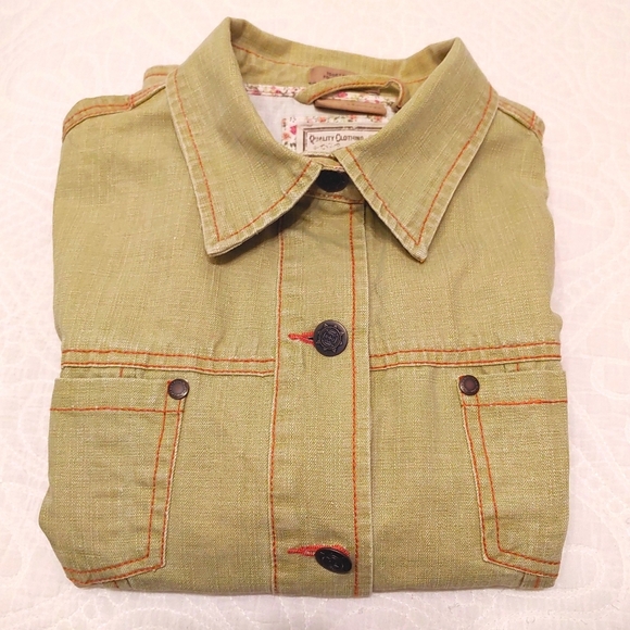 Ruff Hewn women's long sleeve casual jean jacket coats light mint green large - Picture 4 of 12